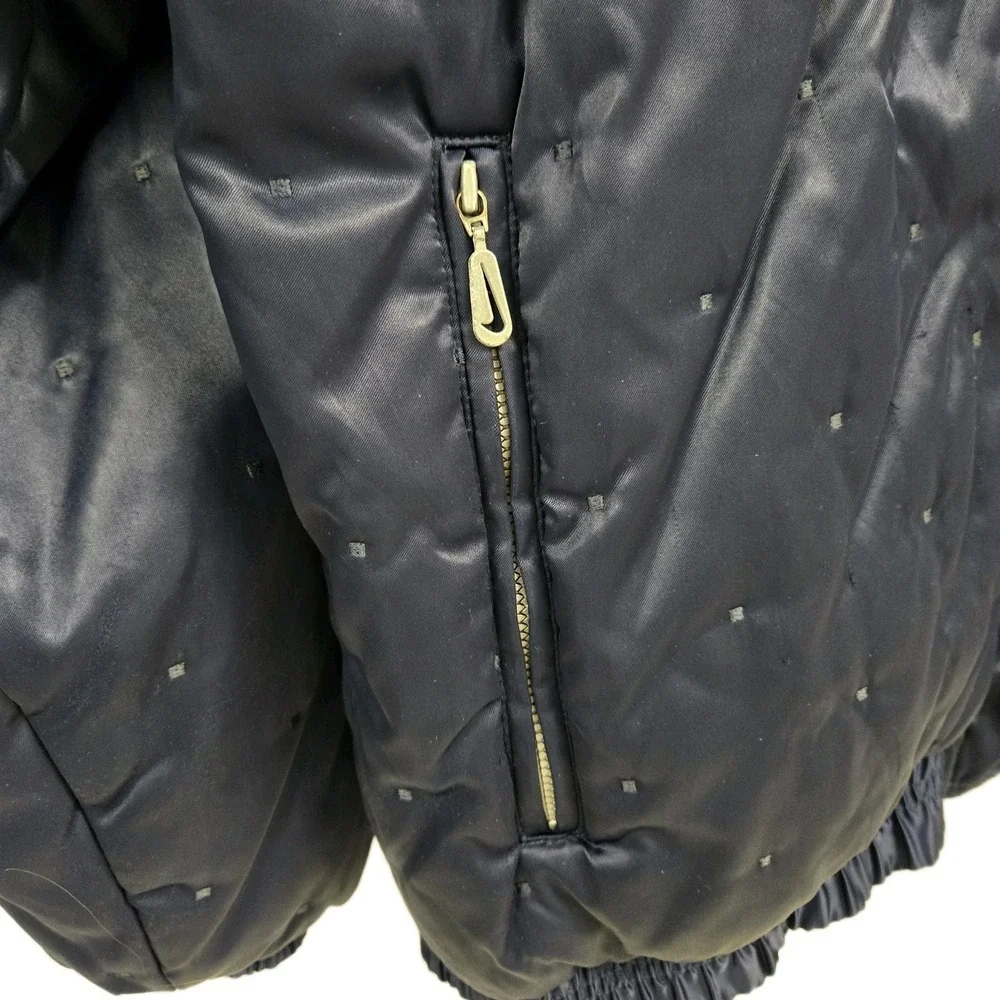 Nike Vtg 90s‎ Quilted Puffer Jacket Big Logo Blue Womens Large Streetwear Rare